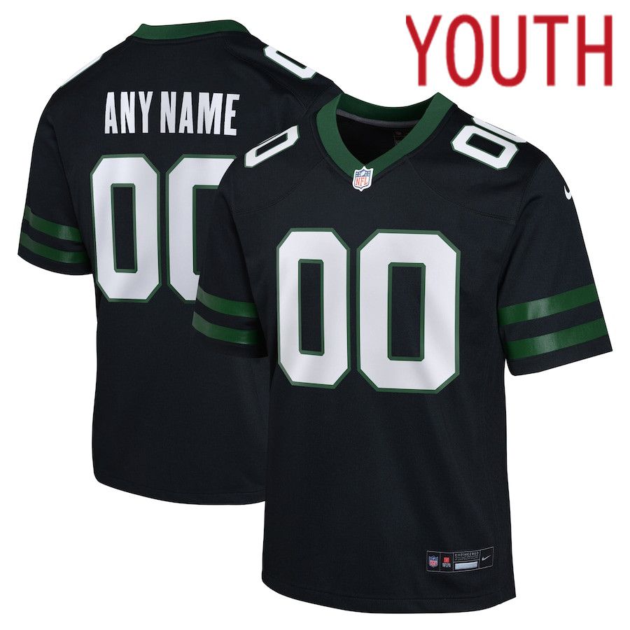 Youth New York Jets Nike Legacy Black Alternate Custom Game NFL Jersey